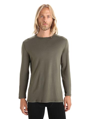 Loden Men's Icebreaker Merino 260 Tech Long Sleeve Crewe Thermal Top Base Layers | USA 1395NWYB